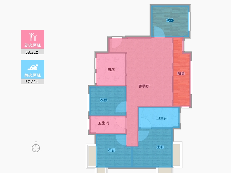 四川省-成都市-绿地国际花都-一期-94.78-户型库-动静分区