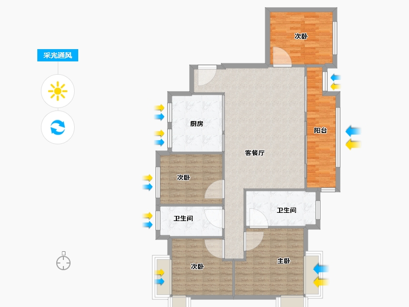 四川省-成都市-绿地国际花都-一期-94.78-户型库-采光通风