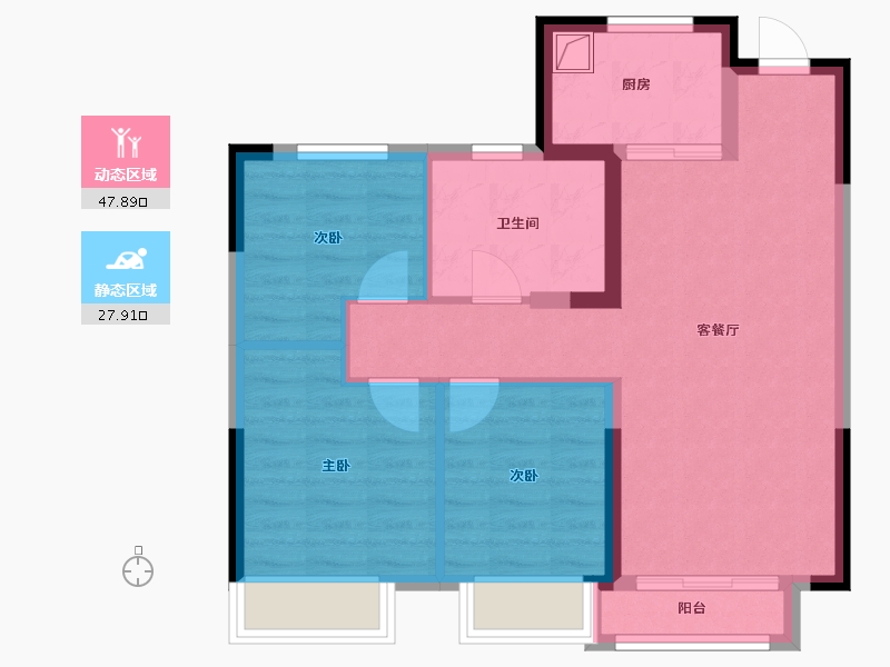 吉林省-长春市-万达长春国际影都-76.70-户型库-动静分区