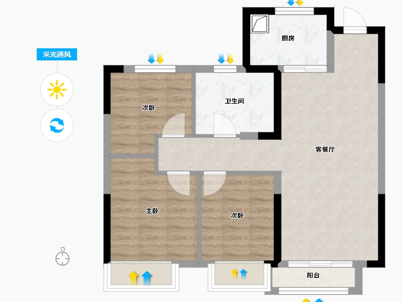 吉林省-长春市-万达长春国际影都-76.70-户型库-采光通风