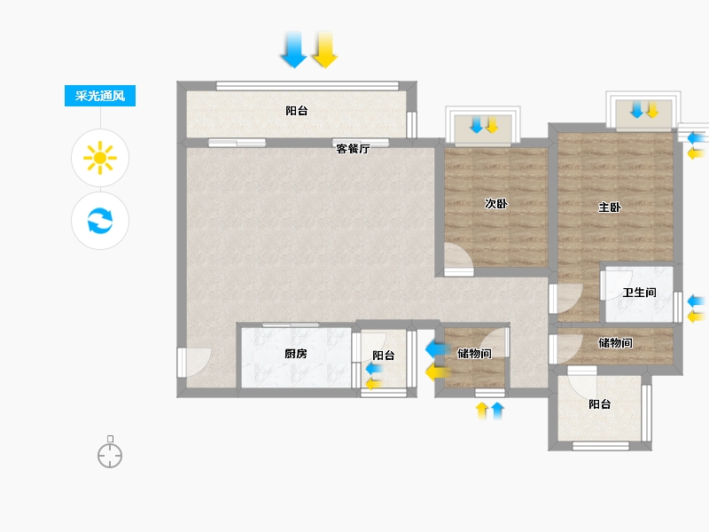 四川省-德阳市-宏达雍锦府-92.80-户型库-采光通风