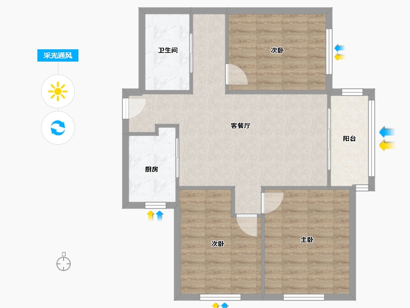 江苏省-南京市-龙江小区-96.00-户型库-采光通风