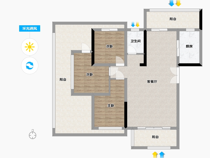 湖南省-邵阳市-天水大都汇-84.80-户型库-采光通风