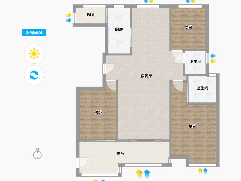 江西省-南昌市-幸福时光滨河壹品-三期-86.15-户型库-采光通风