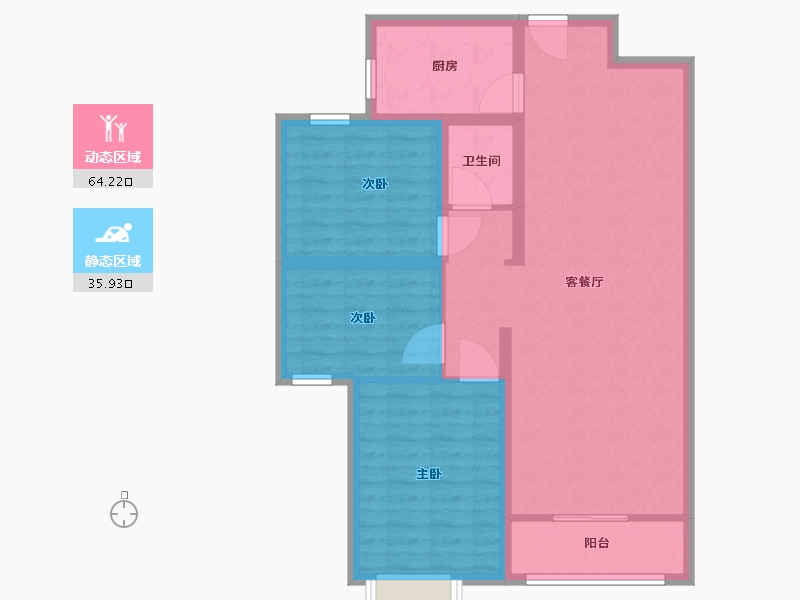 河北省-邯郸市-翰林琴苑-89.93-户型库-动静分区