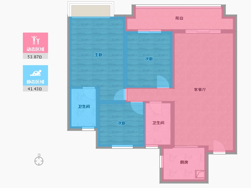 浙江省-丽水市-天悦湾-86.40-户型库-动静分区