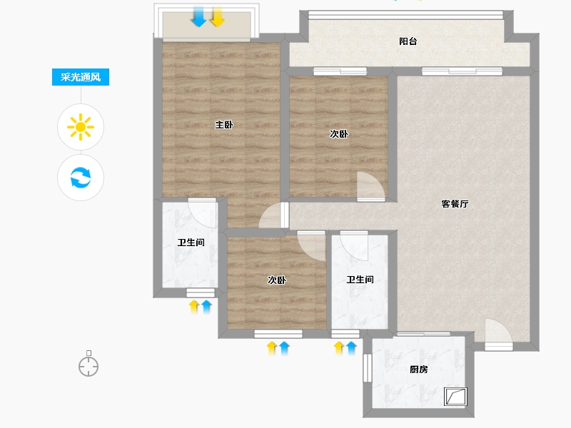 浙江省-丽水市-天悦湾-86.40-户型库-采光通风