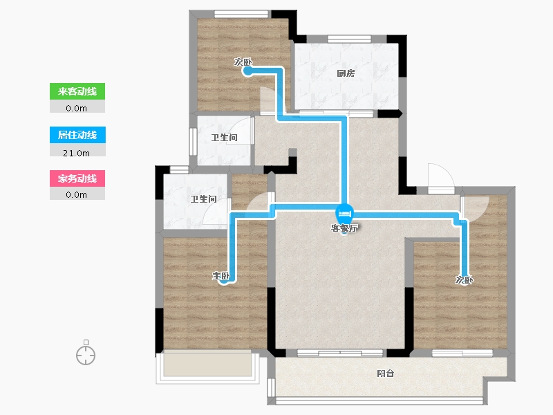 江苏省-无锡市-龙运天城宝龙世家-102.00-户型库-动静线