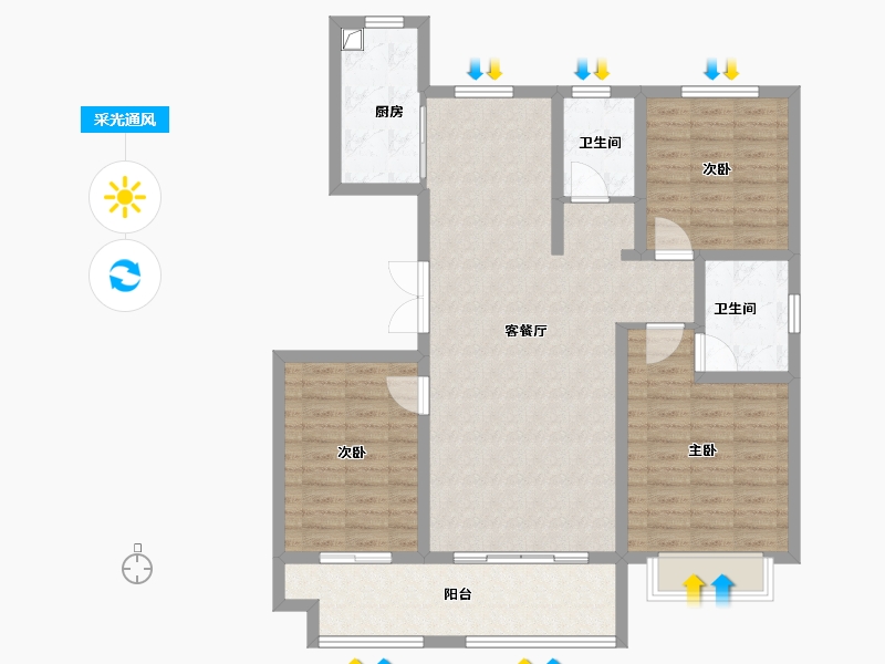 山东省-临沂市-致远天宸府南府-106.80-户型库-采光通风