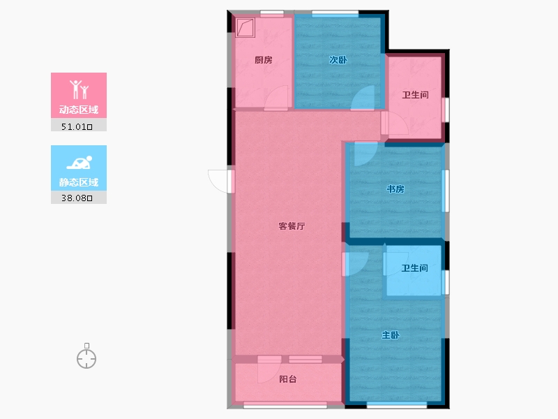 辽宁省-沈阳市-明华彩虹里-83.00-户型库-动静分区