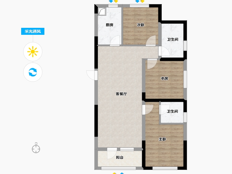 辽宁省-沈阳市-明华彩虹里-83.00-户型库-采光通风