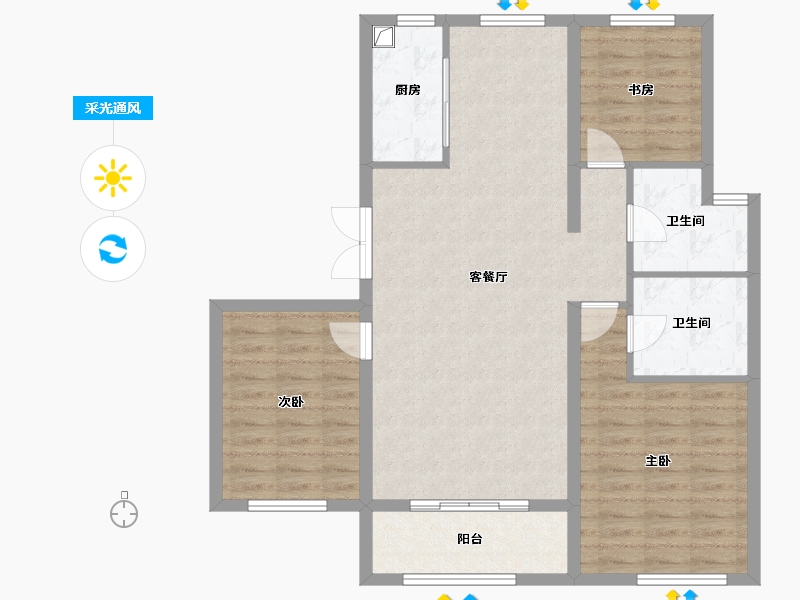 辽宁省-铁岭市-金城世家-110.00-户型库-采光通风