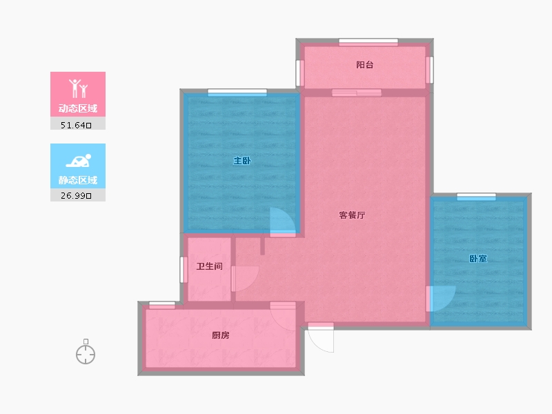 陕西省-西安市-贾家滩安置房-76.80-户型库-动静分区