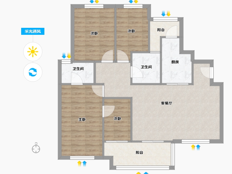 湖北省-武汉市-万科红郡-109.60-户型库-采光通风