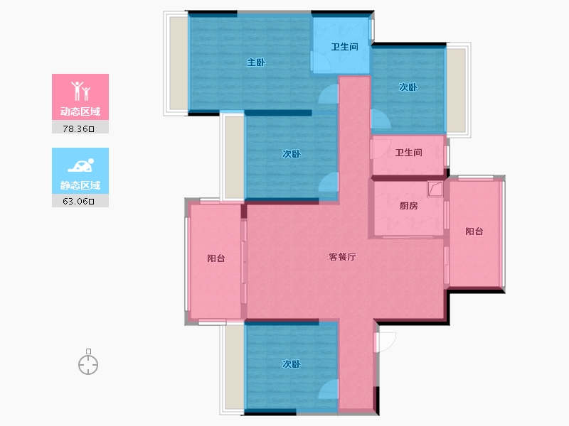 湖南省-永州市-江南逸品-132.80-户型库-动静分区