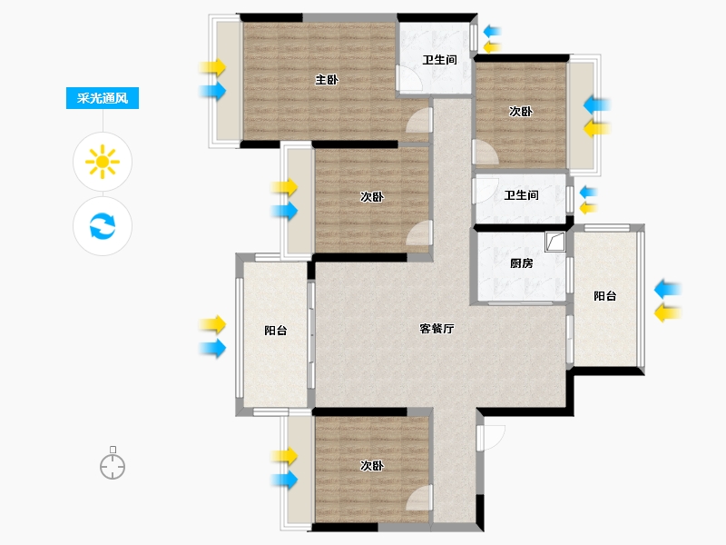 湖南省-永州市-江南逸品-132.80-户型库-采光通风