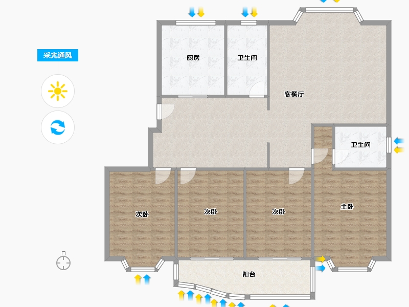 江苏省-苏州市-师惠花苑-145.46-户型库-采光通风