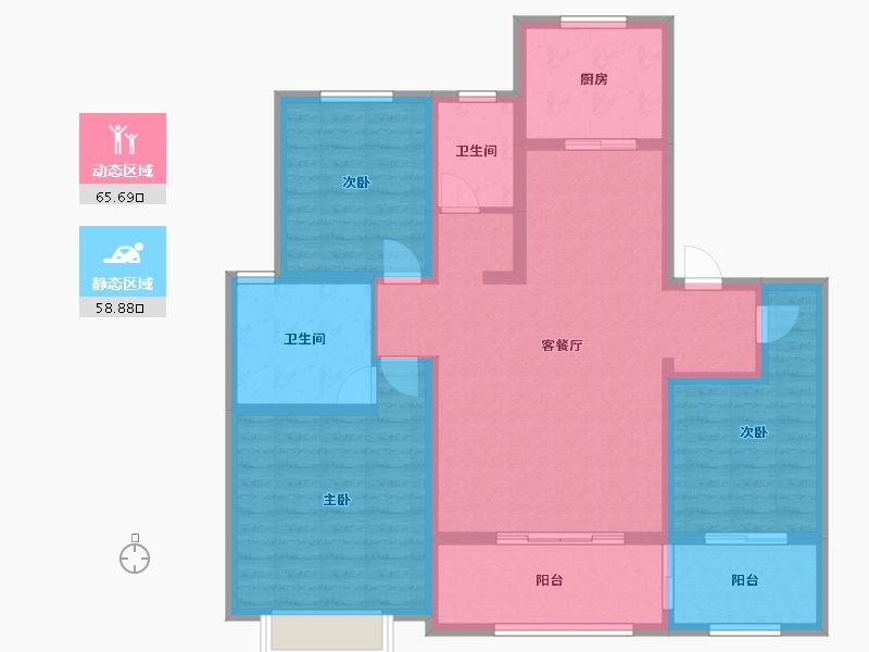 山东省-菏泽市-曹州毛胡同-110.16-户型库-动静分区