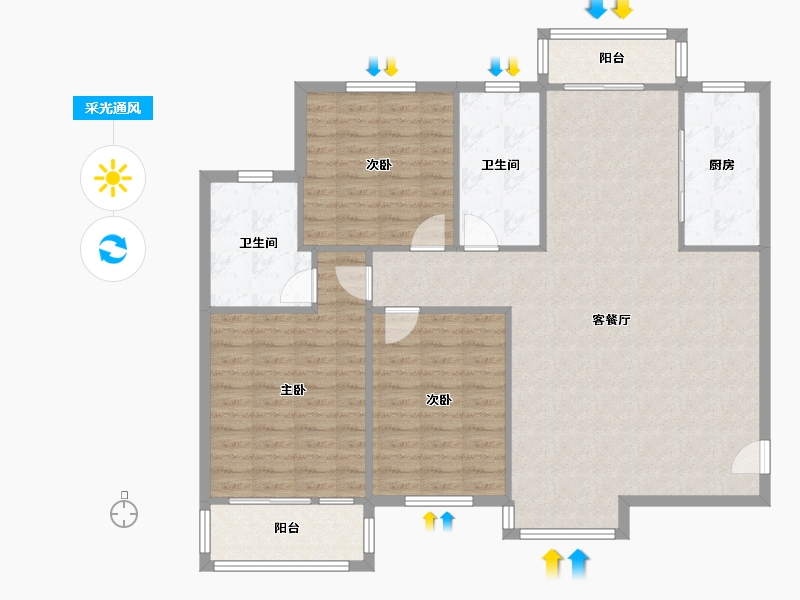 河南省-洛阳市-翰林苑-115.20-户型库-采光通风