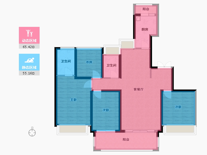 广东省-佛山市-电建洺悦华府-114.40-户型库-动静分区