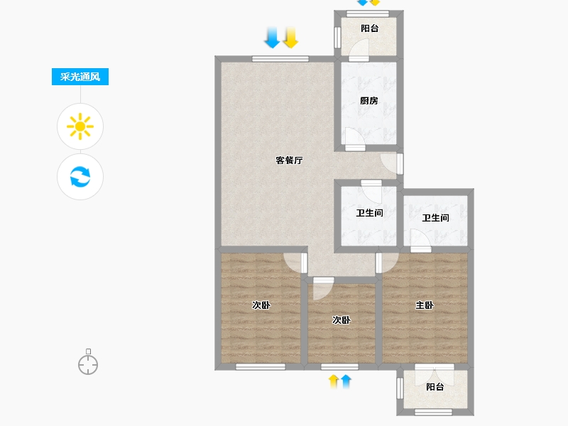 天津-天津市-金色家园-100.28-户型库-采光通风