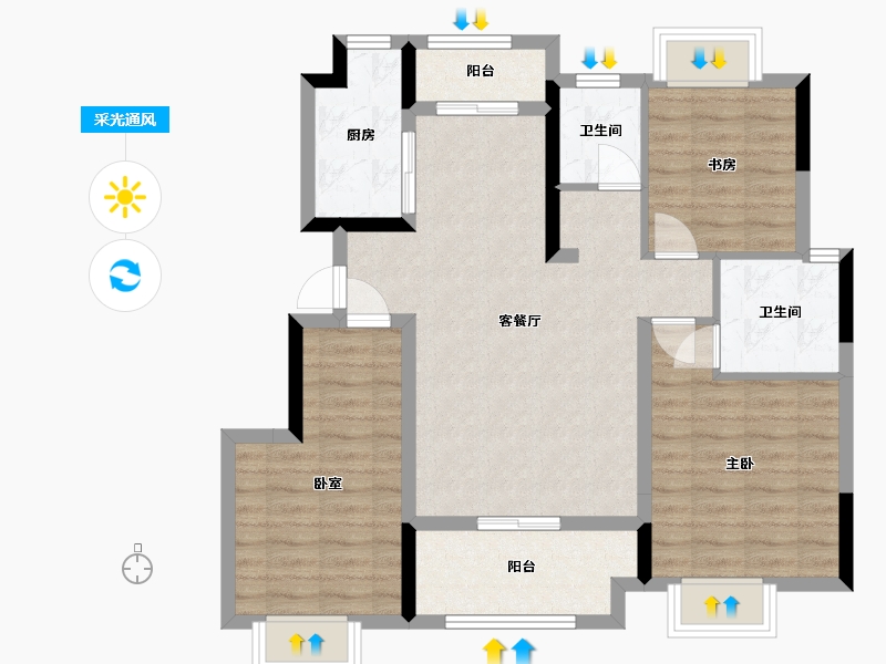 江西省-南昌市-九珑府-86.40-户型库-采光通风