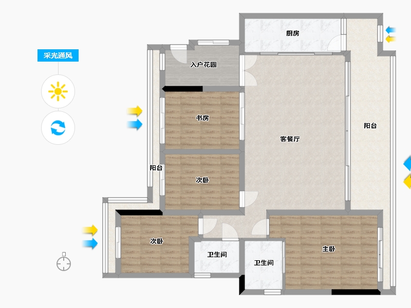 贵州省-黔南布依族苗族自治州-星佳园-104.00-户型库-采光通风