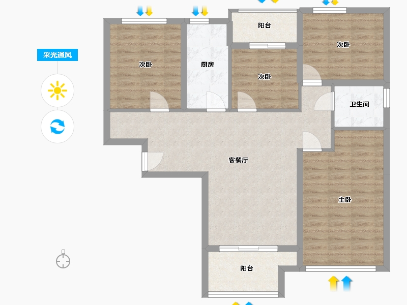 陕西省-西安市-阳光城紫禁城-112.00-户型库-采光通风