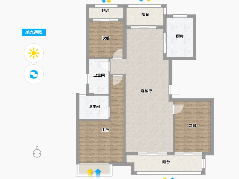 安徽省-宣城市-中建蓝城宣城桃花源-102.84-户型库-采光通风