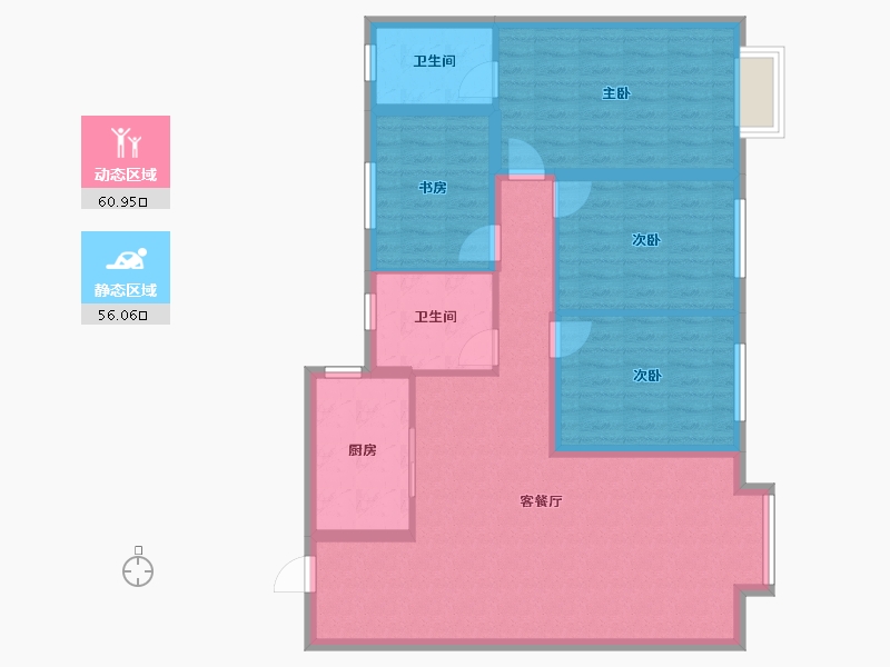 内蒙古自治区-鄂尔多斯市-龙泽家园-114.05-户型库-动静分区