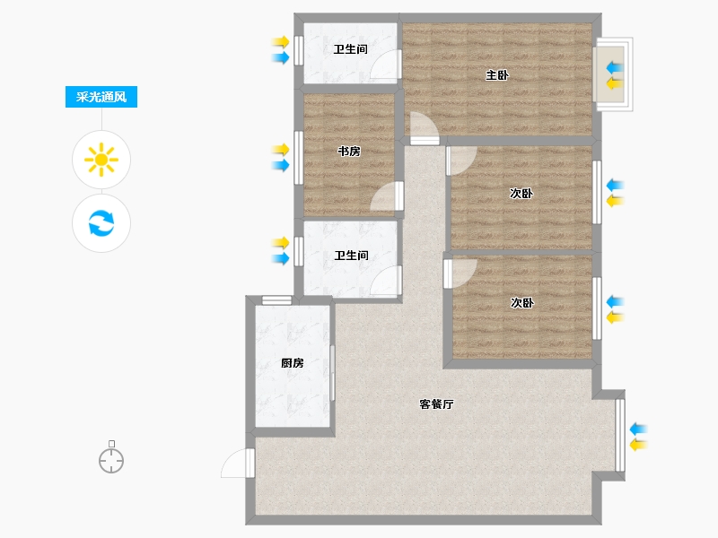 内蒙古自治区-鄂尔多斯市-龙泽家园-114.05-户型库-采光通风