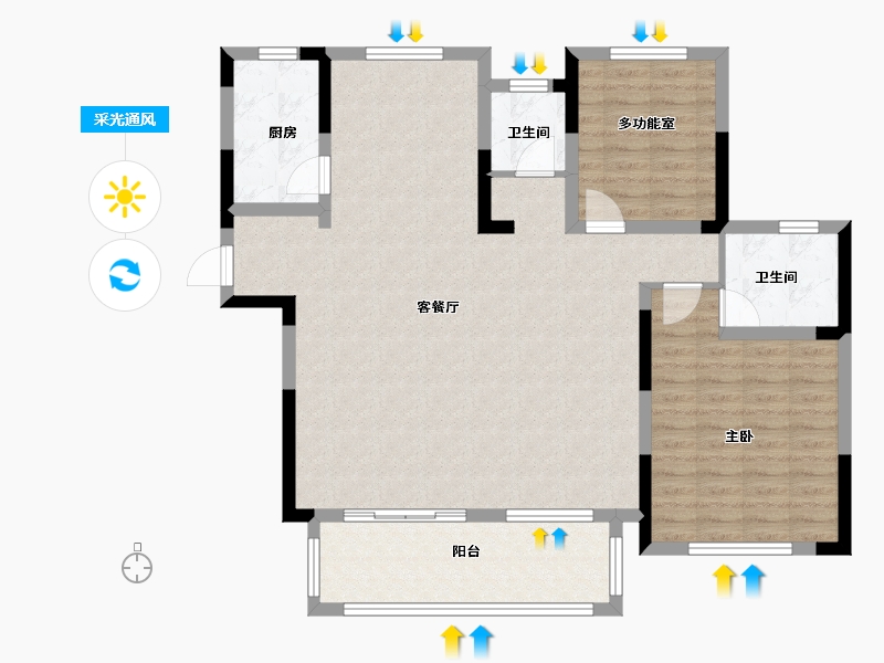 河南省-信阳市-信合龙江春天-108.00-户型库-采光通风