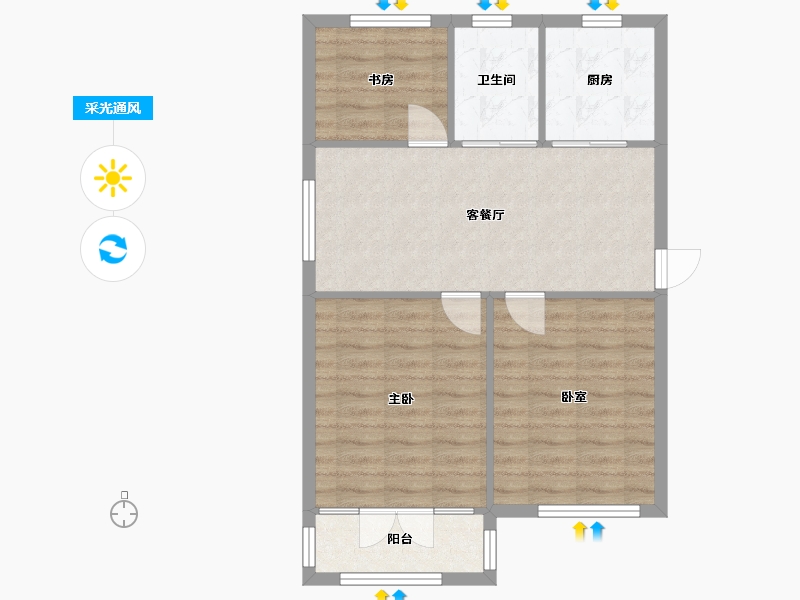 江苏省-苏州市-友联二村-64.00-户型库-采光通风