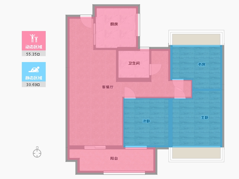 江苏省-常州市-新城逸隽-76.80-户型库-动静分区