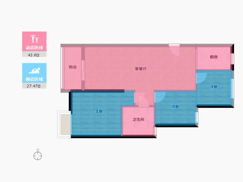 湖北省-武汉市-南山纵横滨江时代-75.81-户型库-动静分区