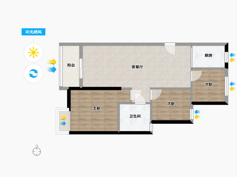 湖北省-武汉市-南山纵横滨江时代-75.81-户型库-采光通风