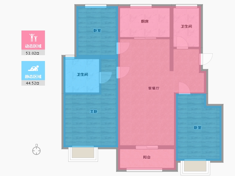 浙江省-湖州市-宝龙世家-86.40-户型库-动静分区