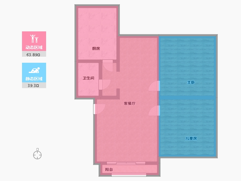 新疆维吾尔自治区-乌鲁木齐市-浩翔桂林小区-73.60-户型库-动静分区