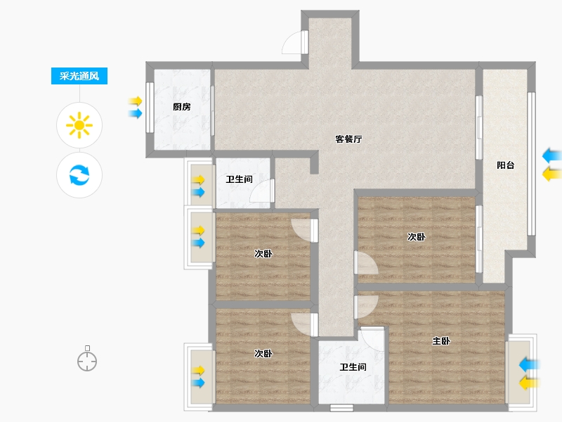 安徽省-阜阳市-红星天玺湾-115.31-户型库-采光通风