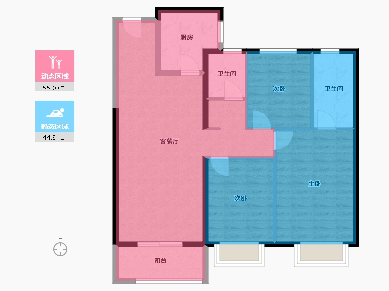 河北省-邯郸市-康德府-89.60-户型库-动静分区