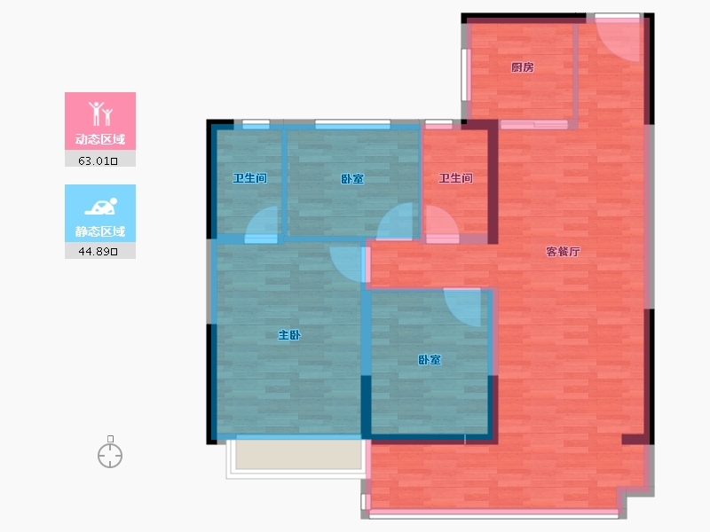 山东省-聊城市-碧桂园·云麓九里-97.51-户型库-动静分区