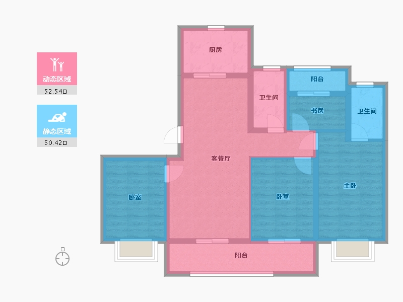 浙江省-宁波市-宝龙雅戈尔江汇城-105.60-户型库-动静分区