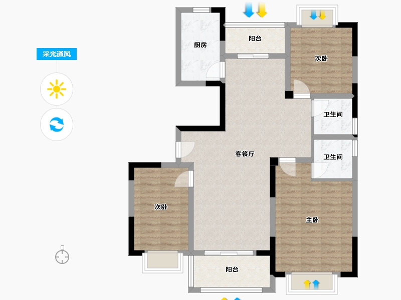 河南省-驻马店市-南湖花园-99.44-户型库-采光通风