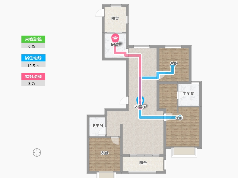 河北省-唐山市-浩友凤凰城-104.80-户型库-动静线