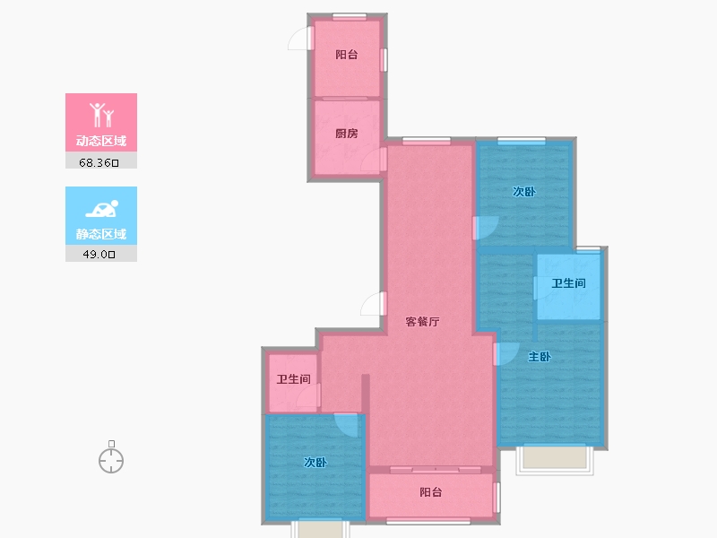 河北省-唐山市-浩友凤凰城-104.80-户型库-动静分区