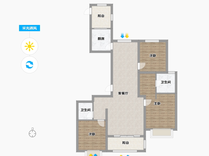 河北省-唐山市-浩友凤凰城-104.80-户型库-采光通风