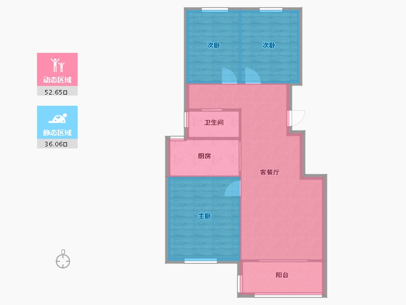 江苏省-南京市-新桥家园-东区-79.20-户型库-动静分区