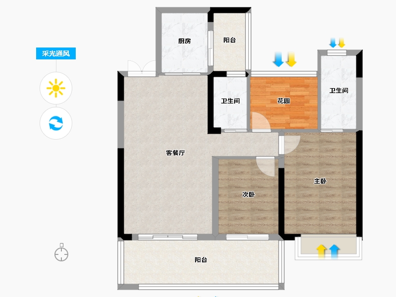 湖南省-湘潭市-万楼湘玺-87.20-户型库-采光通风