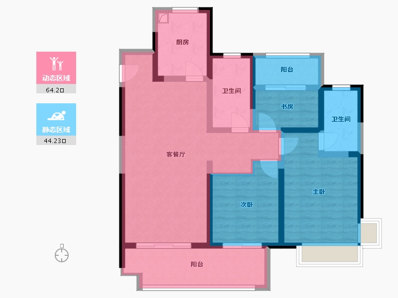 江苏省-盐城市-馥桂名居-95.68-户型库-动静分区