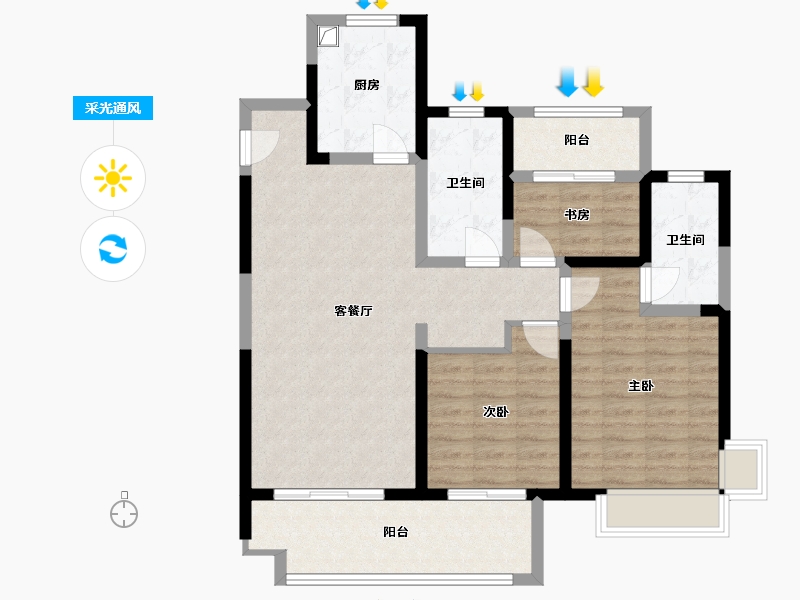 江苏省-盐城市-馥桂名居-95.68-户型库-采光通风